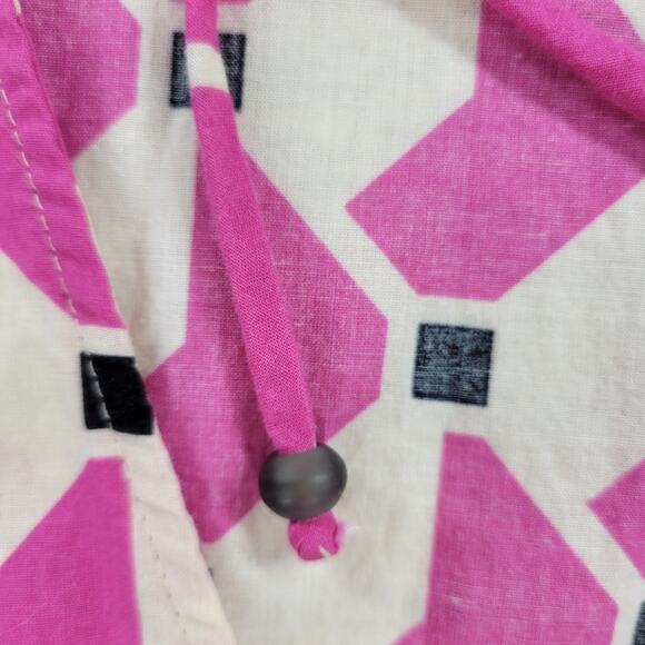 Zara Geometric Babydoll Dress Womens Medium Pink High Low Tunic Tiered Loose Fit - Picture 6 of 13